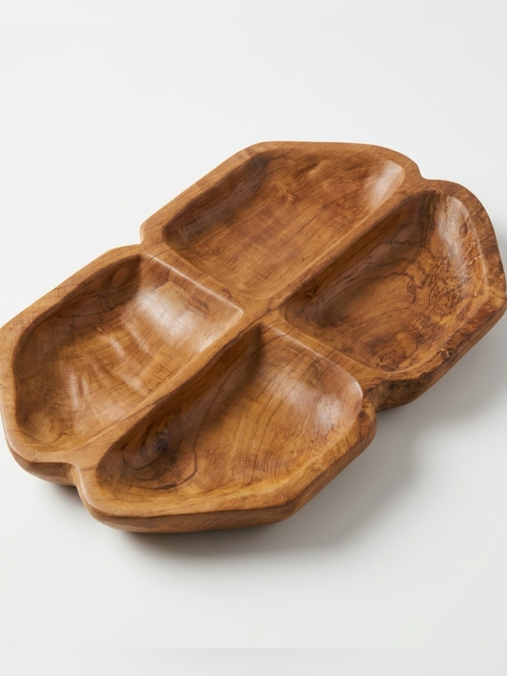 LARGE Rustic Solid Wood Divided Tray | charcuterie snack dish Xenia brand 16” L